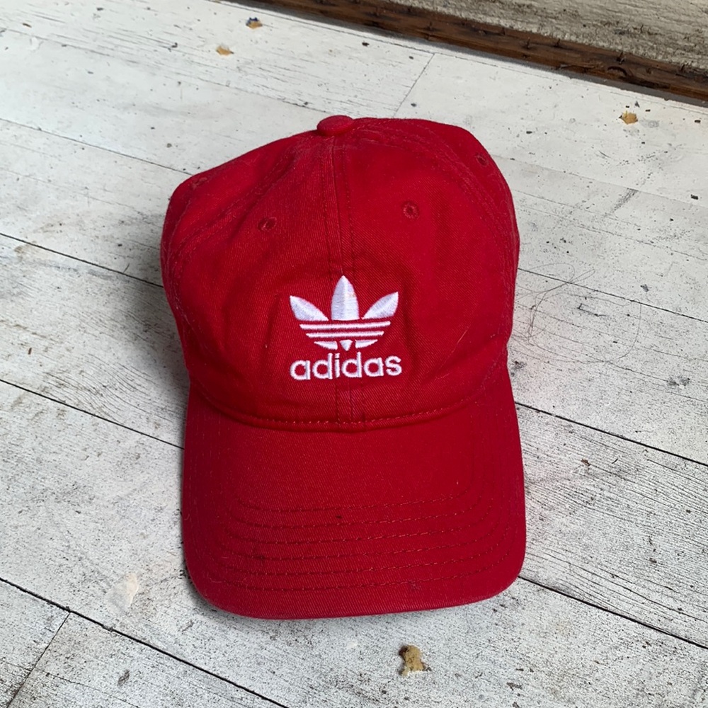 Adidas originals red cap. Another thrift find I never wore personally.
